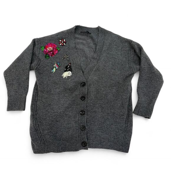 Zara Women's Grey Cardigan with embroidered details - Picture 1 of 5